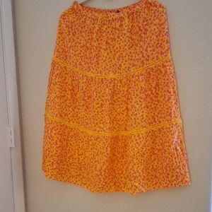 J. Crew Orange Yellow Tiered Midi Skirt Resort Wear, Almost New But No Tags.